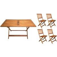 Samuel Alexander 4 Person Folding Rectangular Wooden Garden Dining Table Chairs Set in Brown