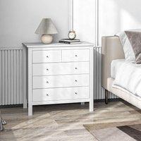 HOMCOM Chest of Drawers 5 Drawer Dresser for Bedroom Storage Cabinet in White
