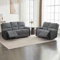 Electric Reclining Sofa Set, Corduroy Fabric Sofa Suite - 2+3 Sofa Set