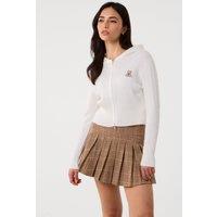 Pink Vanilla Women's Off White Cable Knit Bear Hoodie in Cream | Size: Medium/Large