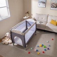 Costway 4 in 1 Infant Nursery Center Folding Baby Playard w/ Toy Bar in Grey