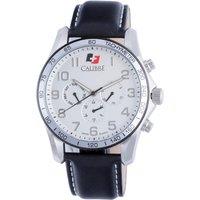 Calibre Men's Buffalo Watch Black Leather Calfskin Black L3 Dial in Charcoal