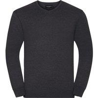 Russell Men's Collection V-Neck Knitted Pullover Sweatshirt in Charcoal | Size: XS