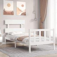 Berkfield Home Bed Frame with Headboard White Single Solid Wood