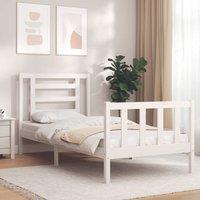 Berkfield Home Bed Frame with Headboard White Single Solid Wood