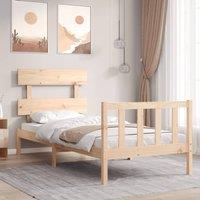 Bed Frame with Headboard Single Solid Wood