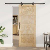 Berkfield Home Sliding Door with Hardware Set 86x211 cm Solid Wood Pine in Beige
