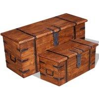 Two Piece Storage Chest Set Solid Wood