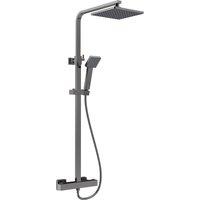 Balterley Empire Square Shower Kit with Fixed Head & Handset - Brushed Pewter in Silver