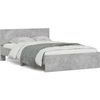 Berkfield Home Bed Frame with Headboard & LED Concrete Grey 140x190 cm