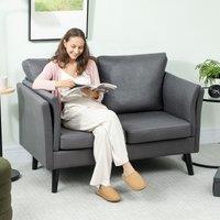 HOMCOM Small Sofa, Loveseat Sofa for Bedroom, Home Office in Dark Grey | Size: 2 Seater