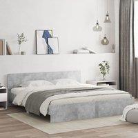 Berkfield Home Bed Frame with LED without Mattress Concrete Grey 200x200 cm