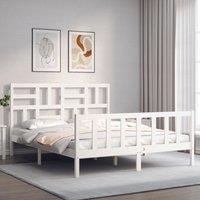Berkfield Home Bed Frame with Headboard White 160x200 cm Solid Wood