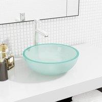 Berkfield Home Basin Tempered Glass 35x12 cm Frosted in Cream
