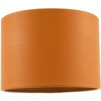 Happy Homewares Classic Faux Leather Drum Lamp Shade with Inner Cotton Lining in Mustard | Size: 10 inches