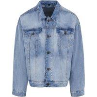 Build Your Brand Men's Boxy Denim Jacket in Cobalt | Size: Large