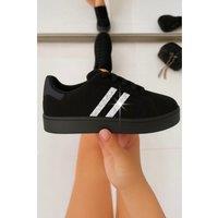 Love Lemonade Women's Crystal Stripe Trainers Exclusive Edition in Black | Size: 5
