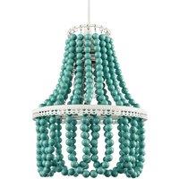 Happy Homewares Shabby Chic Ornate Chandelier Pendant Shade with Round Duck Egg Pearls in Duck Egg Blue