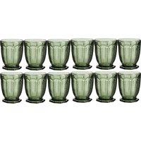 Dibor Set of 12 Vintage Luxury Spring Summer Green Embossed Short Whiskey Glass Tumblers Wine Goblets Wedding Gift 290ml | Size: 12 Pack