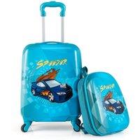 Costway 2 Pieces Kid Luggage Set 16 Carry-on Suitcase & 13 Backpack in Navy