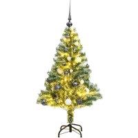 Artificial Christmas Tree 150 LEDs&Ball Set&Flocked Snow 120 cm