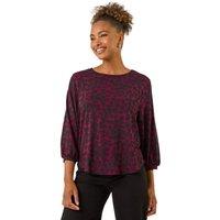 Roman Women's Abstract Spot Print Top in Wine | Size: 10