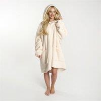 OHS Women's Zip Up Oversized Sherpa Fleece Hoodie Blanket in Cream