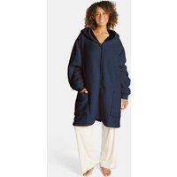 OHS Women's Zip Up Oversized Sherpa Fleece Hoodie Blanket in Navy