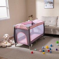 Costway 4 in 1 Infant Nursery Center Folding Baby Playard w/ Toy Bar in Pink