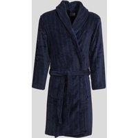 Steel & Jelly Men's Edgware - Chevron Stripe Supersoft Fleece Dressing Gown in Navy | Size: Large