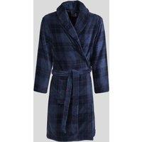 Steel & Jelly Men's Canary - Check Supersoft Fleece Dressing Gown in Navy | Size: Large