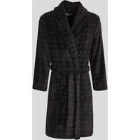 Steel & Jelly Men's Greenford - Check Supersoft Fleece Dressing Gown in Black | Size: Small