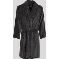 Steel & Jelly Men's Portland - Striped Supersoft Fleece Dressing Gown in Charcoal | Size: Medium