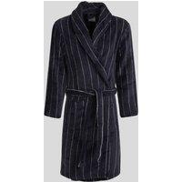 Steel & Jelly Men's Portland - Striped Supersoft Fleece Dressing Gown in Navy | Size: Large