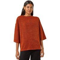 Roman Women's Button Back Jersey Snit Top in Orange | Size: 12