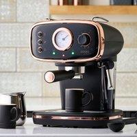 Cooks Professional 15-Bar Retro Espresso Coffee Machine 1.2L with Frothing Steam Wand in Black