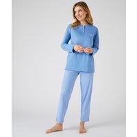 Damart Women's Cosy Pull-On Cotton Pyjamas For Comfortable Sleepwear in Blue | Size: Small