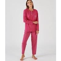 Damart Women's Cosy Pull-On Cotton Pyjamas For Comfortable Sleepwear in Fuchsia | Size: Large