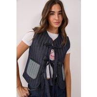NastyGal Women's Tie Front Denim Gilet in Indigo | Size: 10