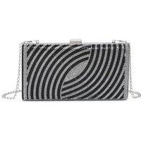 JFY Women's Pearls On The Front Single Side Diamante Clutch Bag in Black