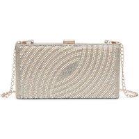 JFY Women's Pearls On The Front Single Side Diamante Clutch Bag in Gold