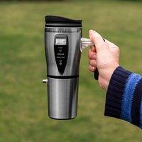 Menkind InGenious Heated Travel Mug Stylish Stainless Steel Design in Silver