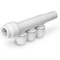 John Guest 22mm x 15mm 3 Port Manifold With Stem PEM582215BW in White