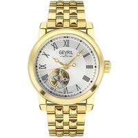Gevril Men's Madison Open Heart SS Silver Dial, IPYG Band Swiss Automatic Watch in Gold
