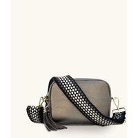 Apatchy London Women's Bronze Leather Crossbody Bag With Cappuccino Dots Strap