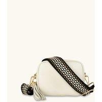 Apatchy London Women's Stone Leather Crossbody Bag With Cappuccino Dots Strap