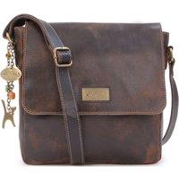 Catwalk Collection Handbags Women's Sabine M Medium Distressed Leather Messenger Crossbody Bag in Brown