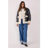 NastyGal Women's Borg Bonded 80s Aviator Jacket in Black | Size: 6