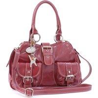 Catwalk Collection Handbags Women's Faith Leather Top Handle Bag With Detachable Crossbody Strap in Red | Size: Medium