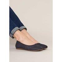 Moshulu Women's 'Senara' Punched Pattern Ballerina Pumps in Indigo | Size: 3